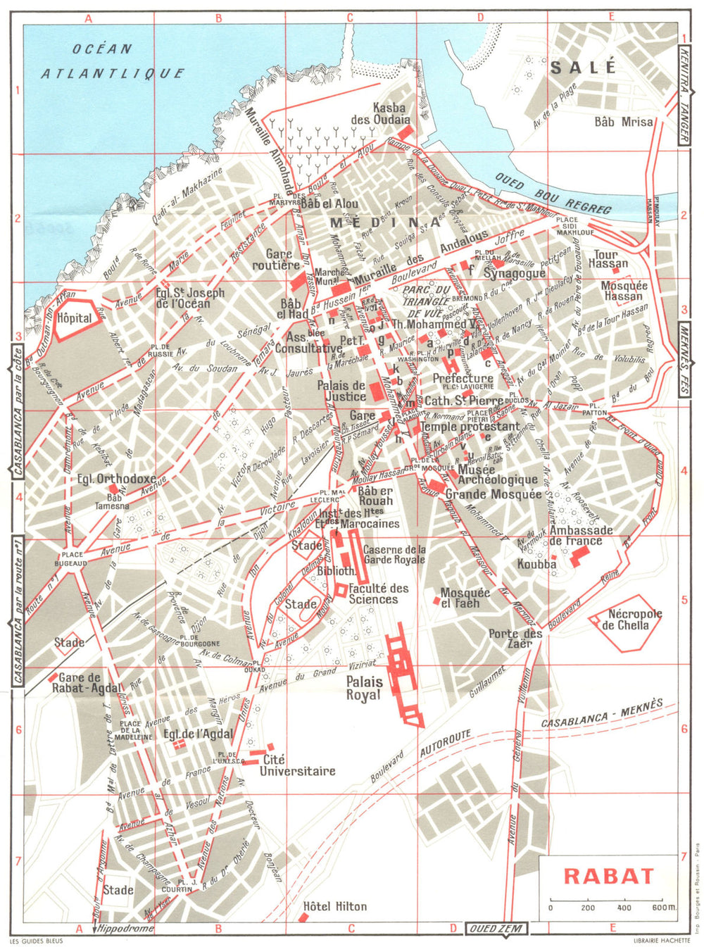 MOROCCO. Rabat 1969 old vintage map plan chart
