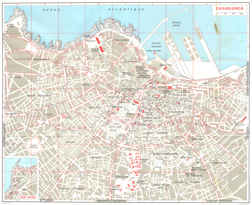 MOROCCO. Casablanca 1969 old vintage map plan chart