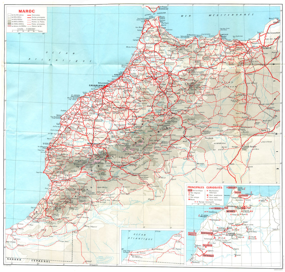 MOROCCO. Maroc 1969 old vintage map plan chart