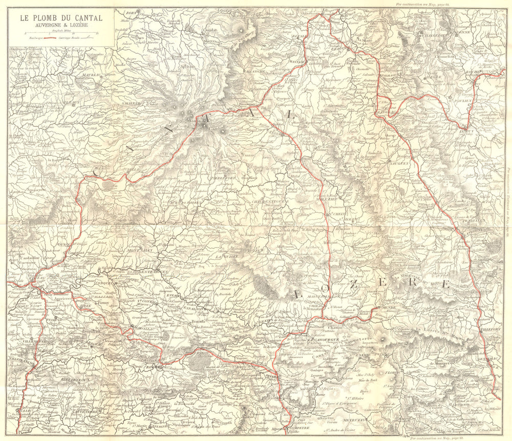 CANTAL. Le Plomb du Cantal Auvergne & Lozere 1889 old antique map plan chart