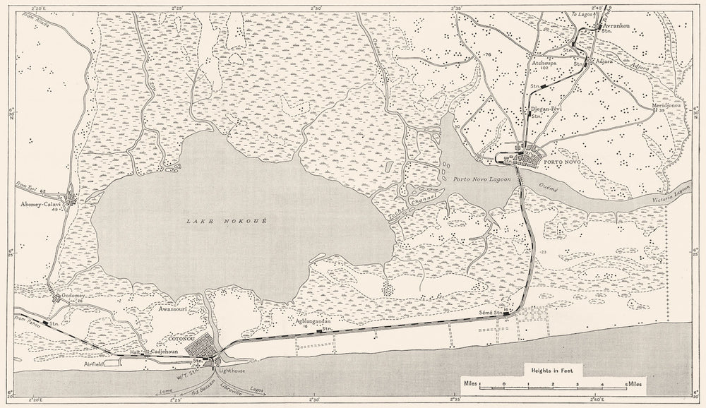 BENIN. Dahomey. Cotonou and Porto Novo 1944 old vintage map plan chart