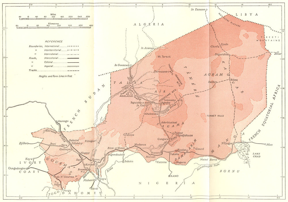 NIGER. Niger 1944 old vintage map plan chart