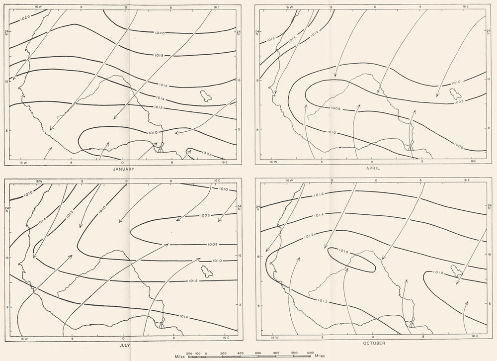 TOGO. Togo. Isobars and Winds of the Federation 1944 old vintage map chart
