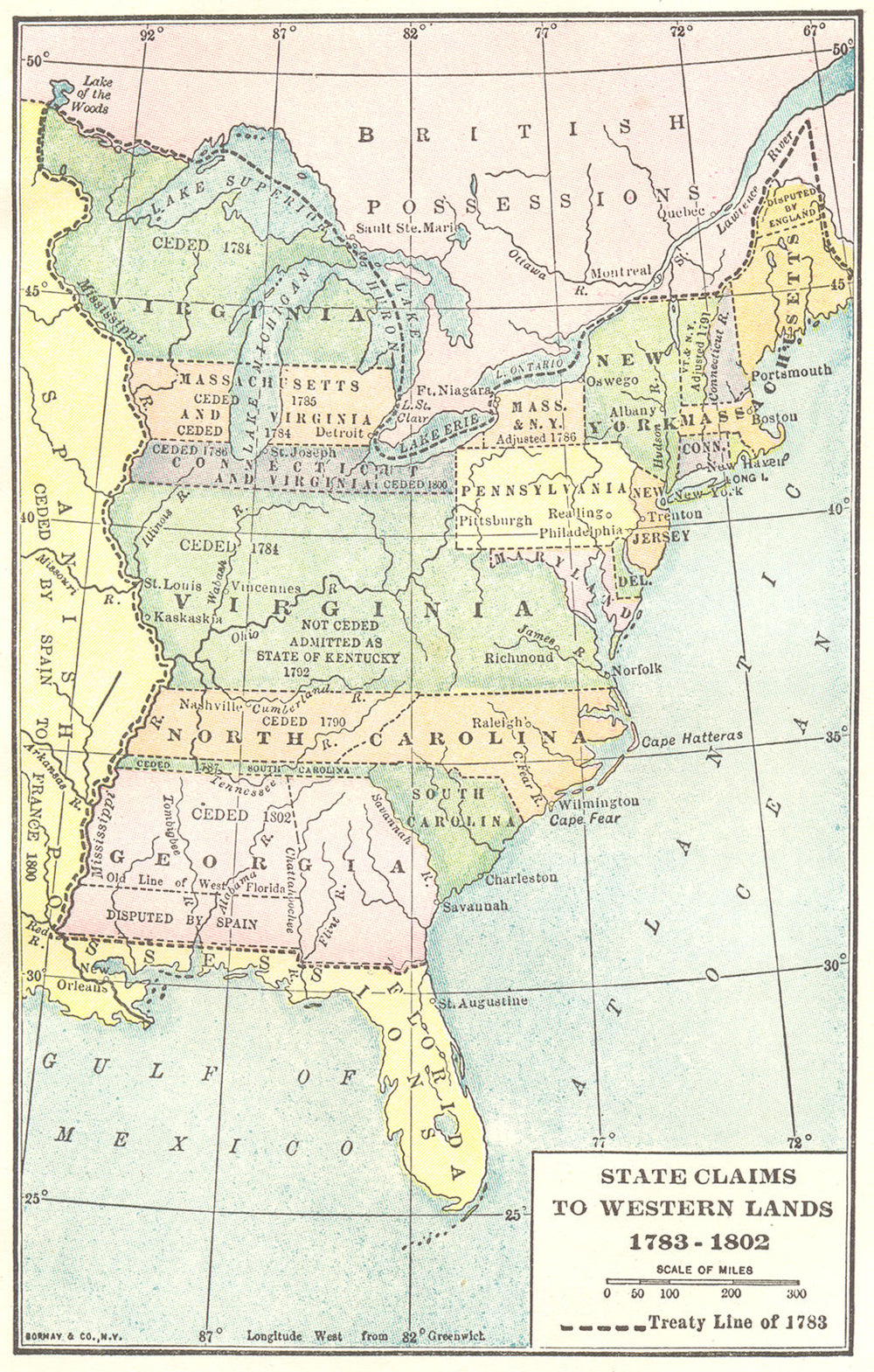 USA. State Claims to Western Lands, 1783-1802 1942 old vintage map plan chart