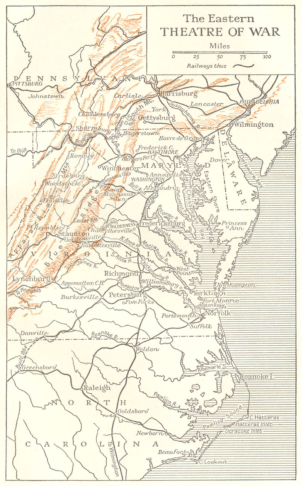 USA. The War in 1862. The Eastern Theatre of War 1942 old vintage map chart