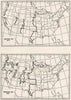 USA. Frontier Line 1870; Frontier Line 1880, sketch map 1942 old vintage