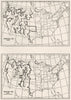 USA. Frontier Line 1890; Frontier Line 1900, sketch map 1942 old vintage