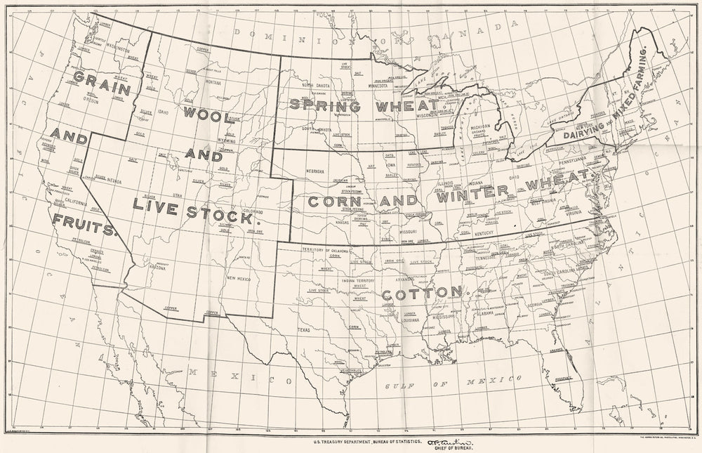 USA. Productive areas agricultural staples 1901 1942 old vintage map chart
