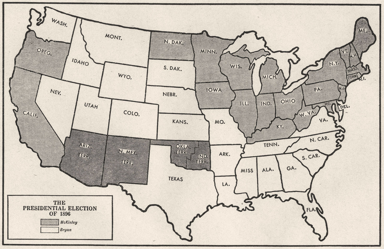 USA. Presidential Election 1896 sketch map 1942 old vintage plan chart ...
