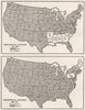 USA. Presidential Election of 1928, 1932, sketch map 1942 old vintage