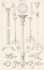 ITALY. Candelabres et Lampes, a Pompeii(Pompei) 1875 old antique print picture