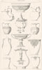 ITALY. Coupes et Vases, a Pompeii(Pompei) 1875 old antique print picture