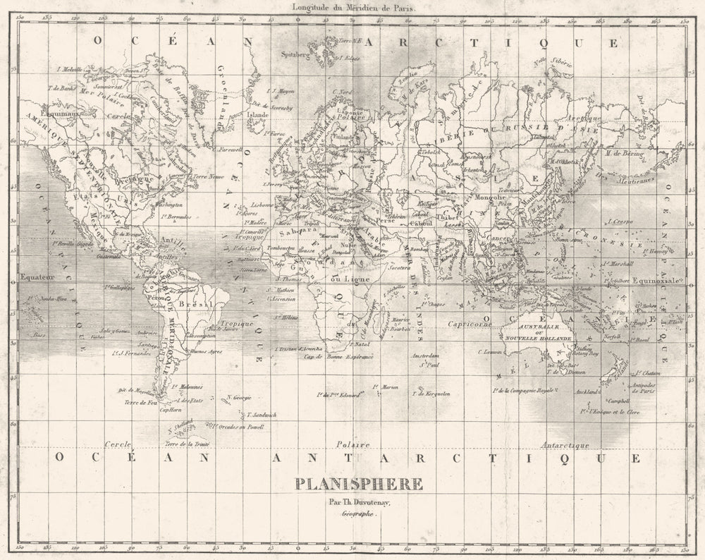 WORLD. Planisphere 1875 old antique vintage map chart