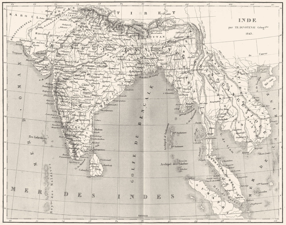 INDIA. Asie. Inde 1843 Asia 1875 old antique vintage map plan chart