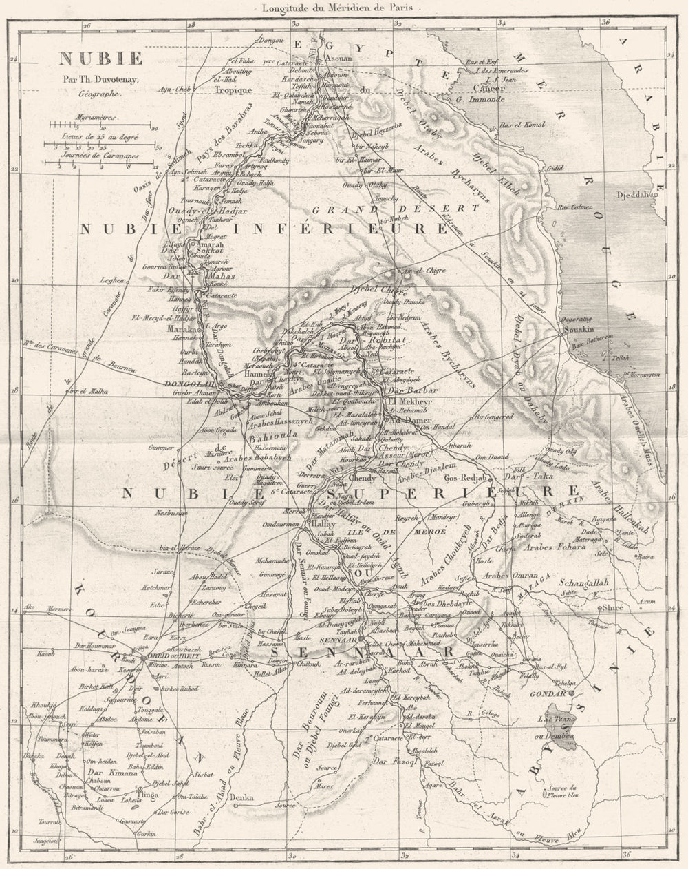EGYPT. Afrique Africa. Nubie(Nubia) 1875 old antique vintage map plan chart