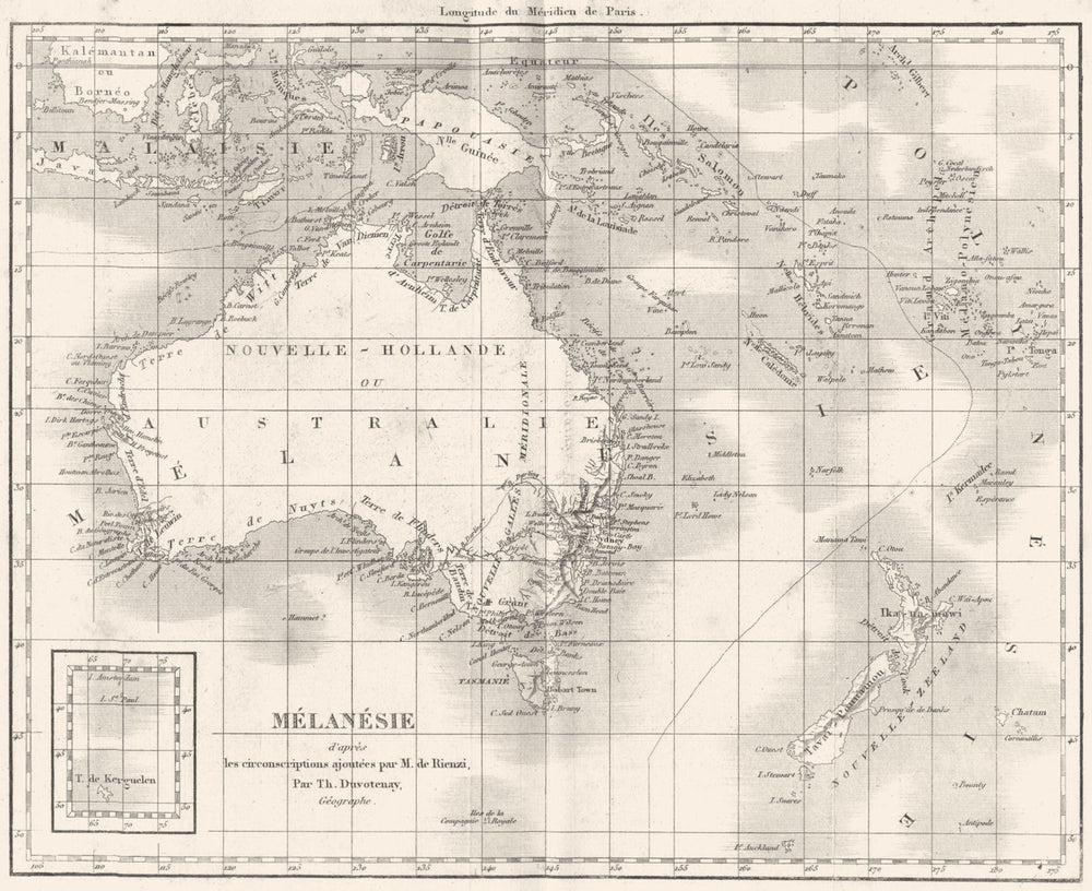 AUSTRALASIA. New Holland; Melanesie(Melanesia)-Rienzi 1875 old antique map