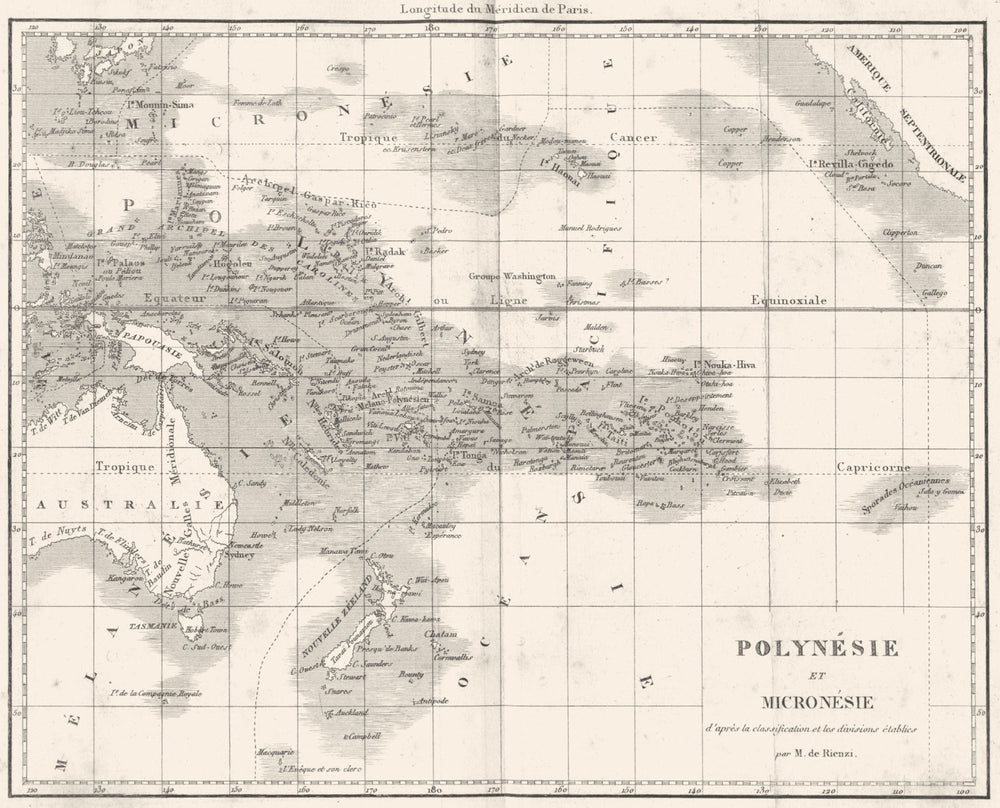 POLYNESIA. Polynesie Micronesie Micronesia Australia New Zealand 1875 old map