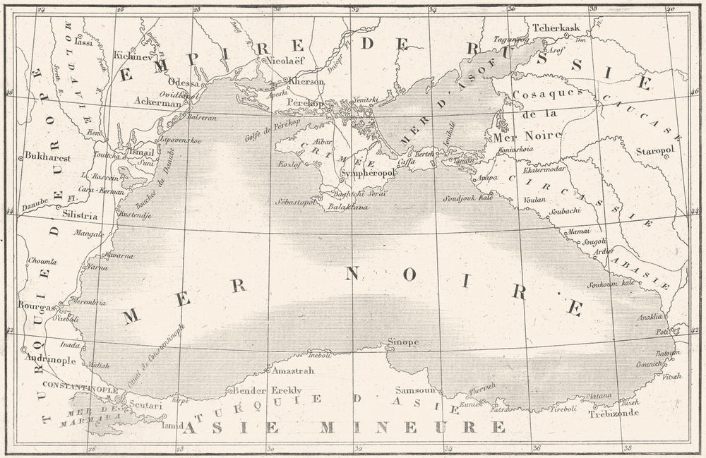 EUROPE. Littoral de la Mer Noir(Black Sea); Black Sea 1879 old antique map