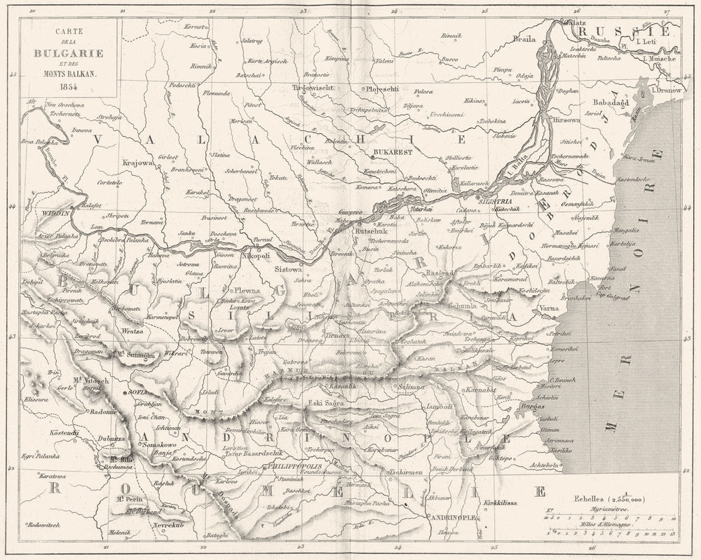 BALKANS. Carte de Bulgarie Monts Balkan 1854 Bulgaria 1879 old antique map