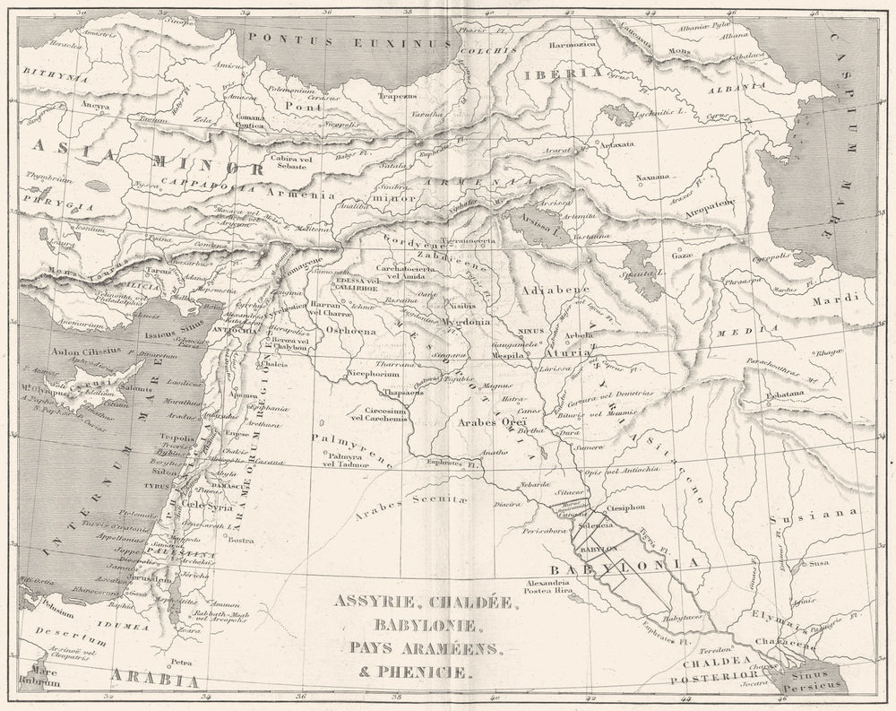 IRAQ. Assyrie(Assyria)Chaldee, Babylonie, Pays Arameens & Phenicie 1879 map
