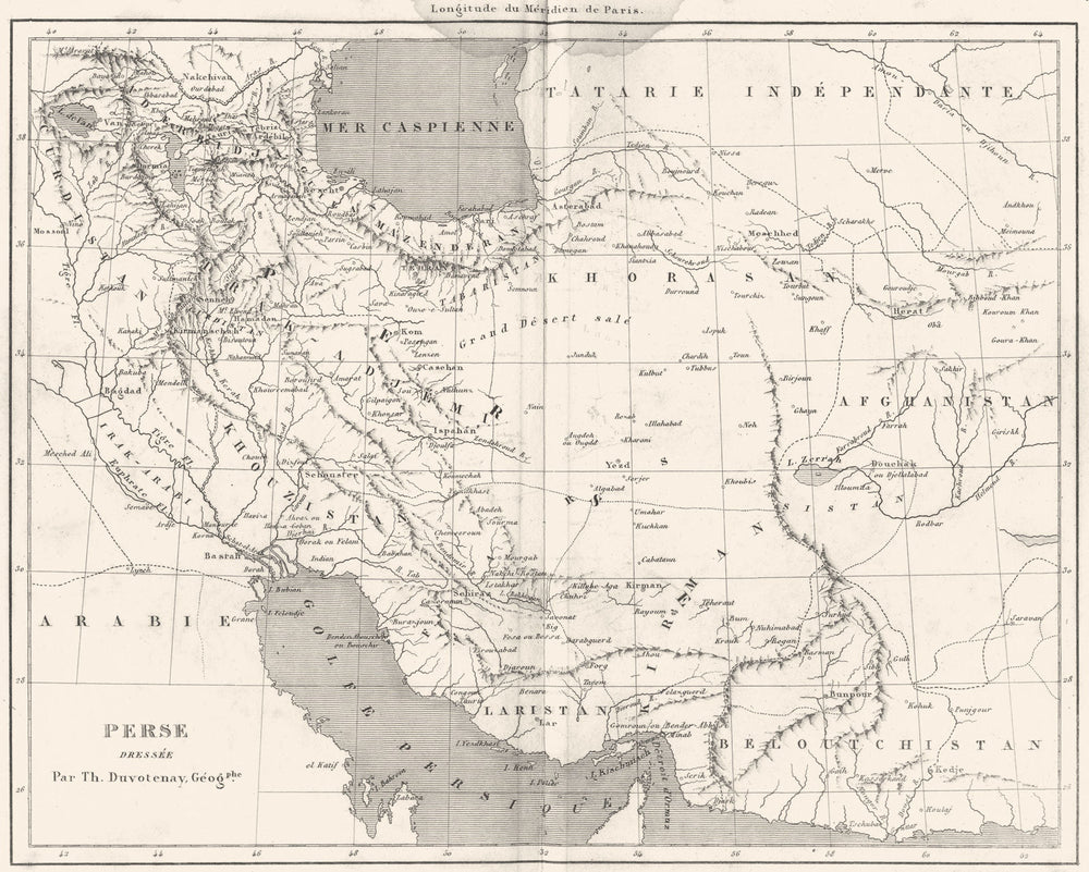 IRAN. Perse(Persia)Dressee Persian 1879 old antique vintage map plan chart