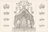 DECORATIVE. Art Heraldique. 4 1879 old antique vintage print picture