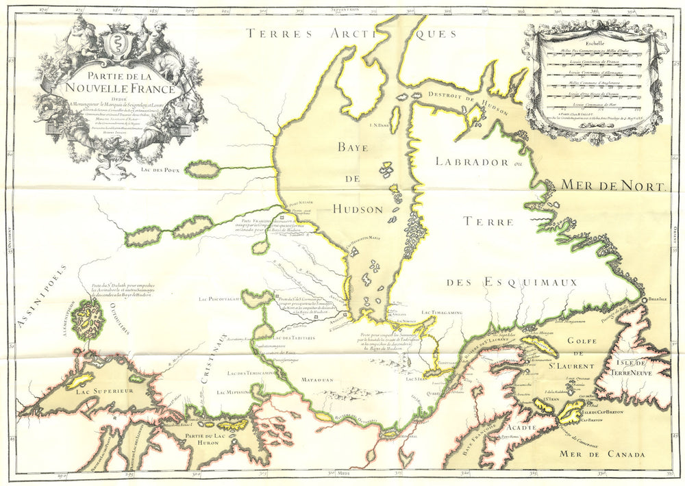 CANADA. Partie de la Nouvelle France; Part of New France 1914 old antique map