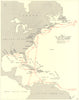 BATTLE OF THE ATLANTIC. Western Atlantic. Convoy system 1942-43 1956 old map