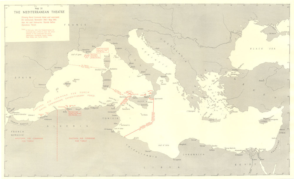 EUROPE. African Campaigns Aug-Dec, 1942. Mediterranean Theatre 1956 old map