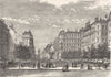 RHÔNE. Avignon. Rue et place de Lyon 1880 old antique vintage print picture