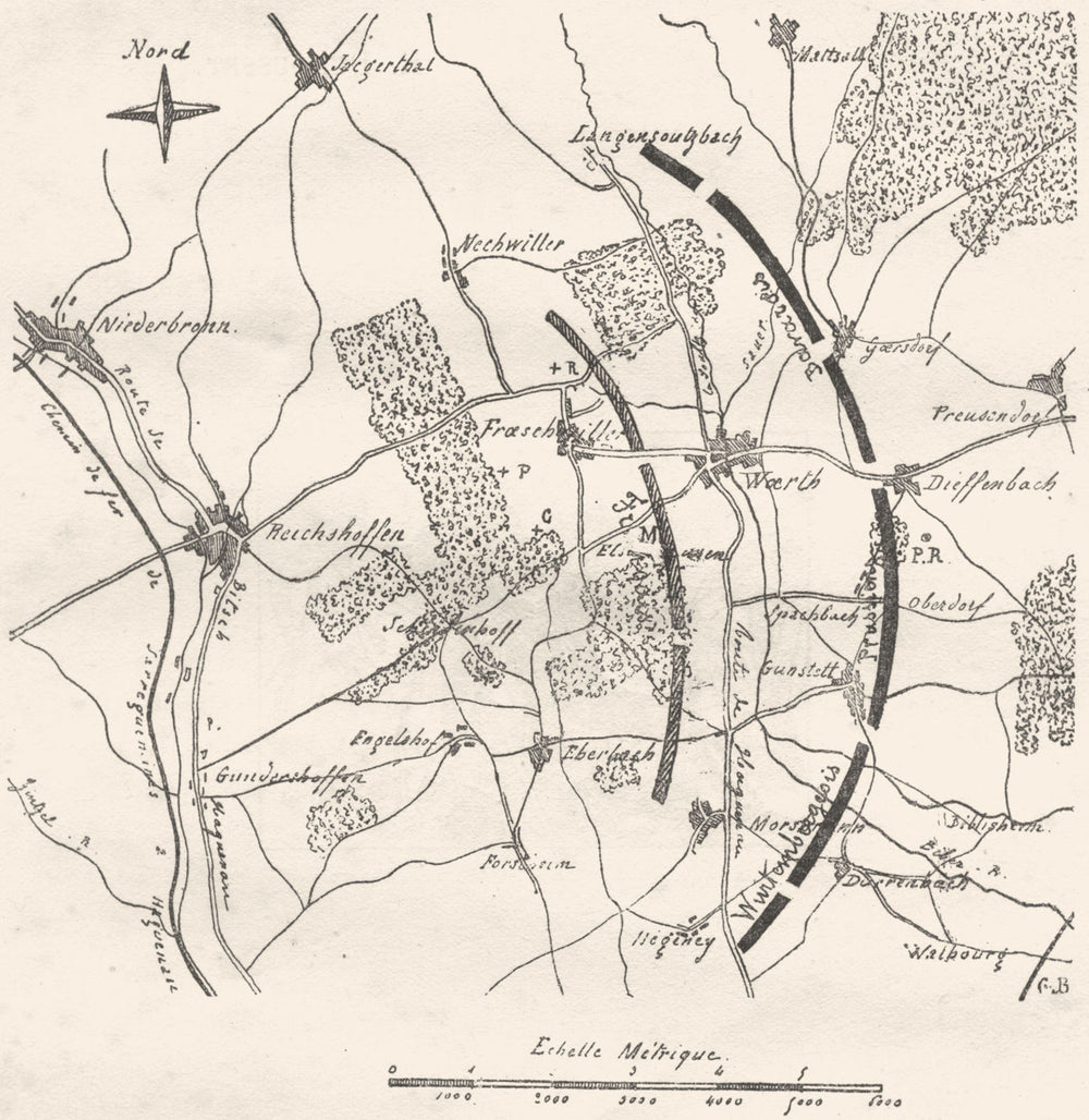 BAS-RHIN. Reichshoffen Froeschwiller Woerth. Plan d'ensemble, sketch map 1880