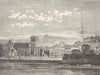 MANCHE. Cherbourg. Place et eglise de la Trinite 1880 old antique print