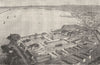 MANCHE. Cherbourg. a vol d'oiseau du port militaire de rade 1880 old print