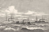 MANCHE. Cherbourg. Monitors et Gardes-cotes 1880 old antique print picture
