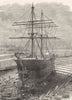 SEINE-MARITIME. Le Havre. Navire dans la cale de radoud 1880 old antique print