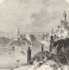 GERMANY. Black Forest. St Goar & Rheinfels, 17th century c1893 old print