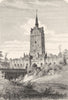 GERMANY. Rostock. Old fortifications, gate and tower c1893 antique print