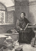 GERMANY. Luther in the Wartburg Cell c1893 old antique vintage print picture