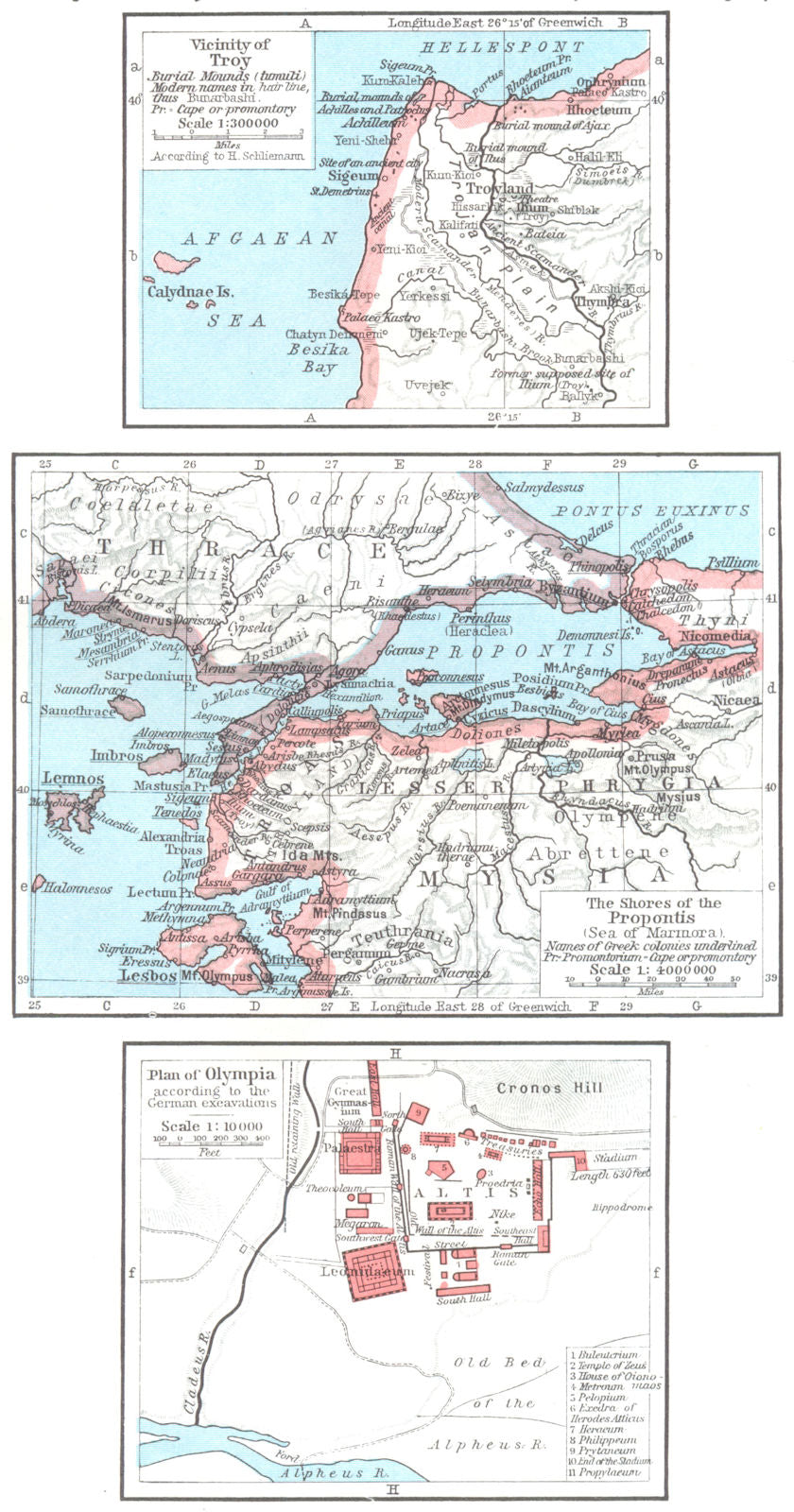 TURKEY. Troy; Propontis(Sea of Marmara); Olympia German excavations ...