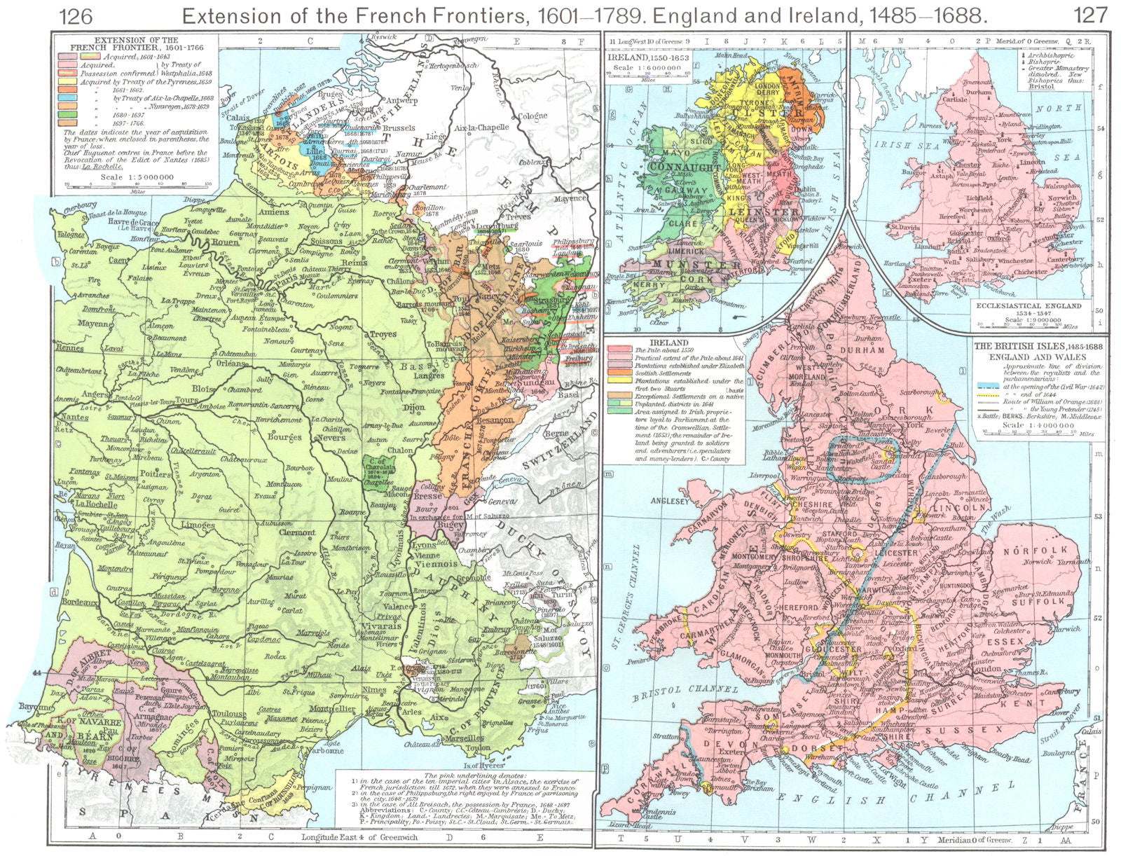 FRANCE. Frontiers, 1601-1766; British Isles, 1485-1688; Ecclesiastical ...