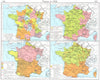 FRANCE. 1789. Gouvernements; Intendancies; Salt tax & Customs; Courts 1956 map