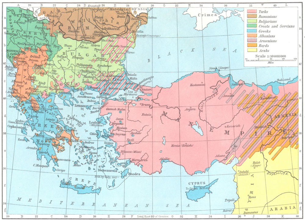 EUROPE. Peoples of Southeastern & Asia Minor in 1913 1956 old vintage map