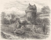 MORBIHAN. City Walls and Constable's Tower, Vannes c1878 old antique print
