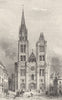 PARIS. Cathedral of St Denis; with North tower before demolition c1878 print