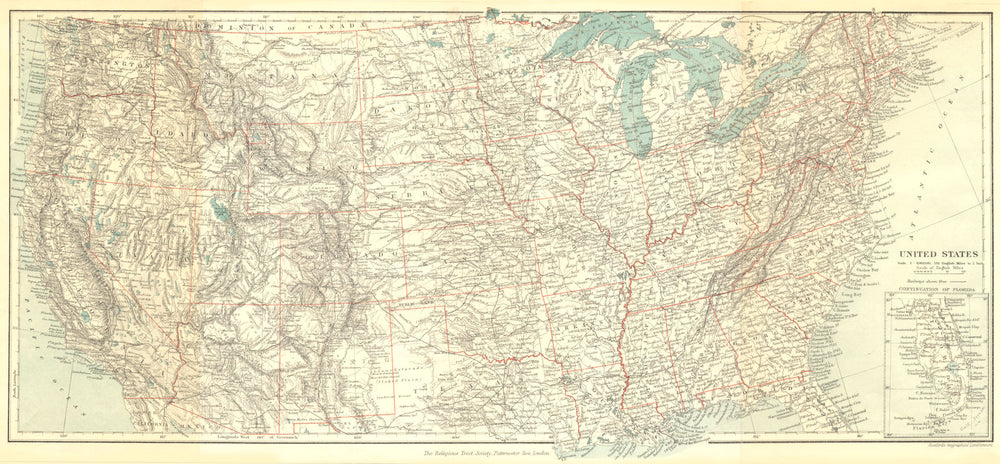 USA. United States 1891 old antique vintage map plan chart
