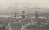 NEW YORK. View of the Brooklyn bridge from the New York side 1891 old print