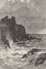 SCOTLAND. Tantallon Castle c1886 old antique vintage print picture