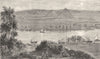 EGYPT. The Pyramids of Gizeh, from the East Bank of the Nile c1886 old print