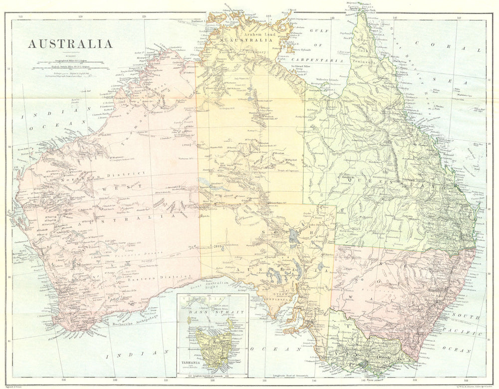 AUSTRALIA. Australia 1886 old antique vintage map plan chart