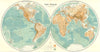 WORLD. The World in Hemispheres. Relief. Ocean depths. STANFORD 1906 old map